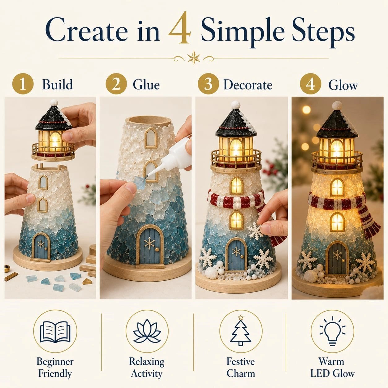 Christmas Glow 3D Lighthouse DIY Kit product image (4)
