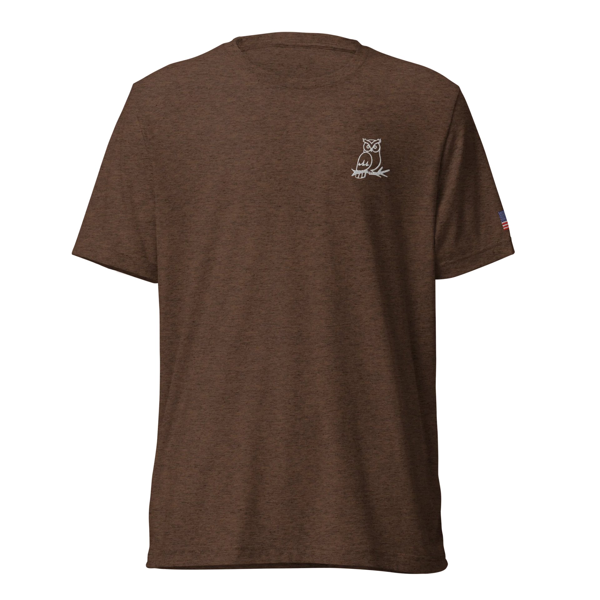Stitched White Owl Tri-Blend T-shirt product image (1)