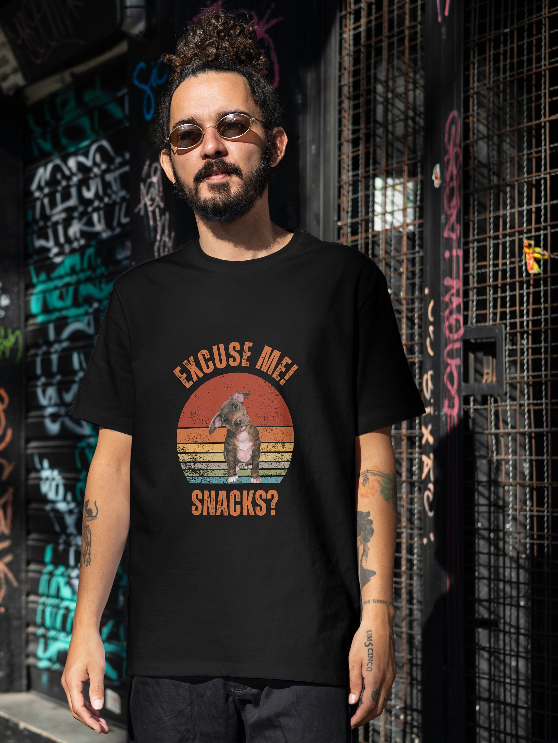 Excuse Me, Snacks? Retro Pit Bull Puppy T-Shirt product image (4)