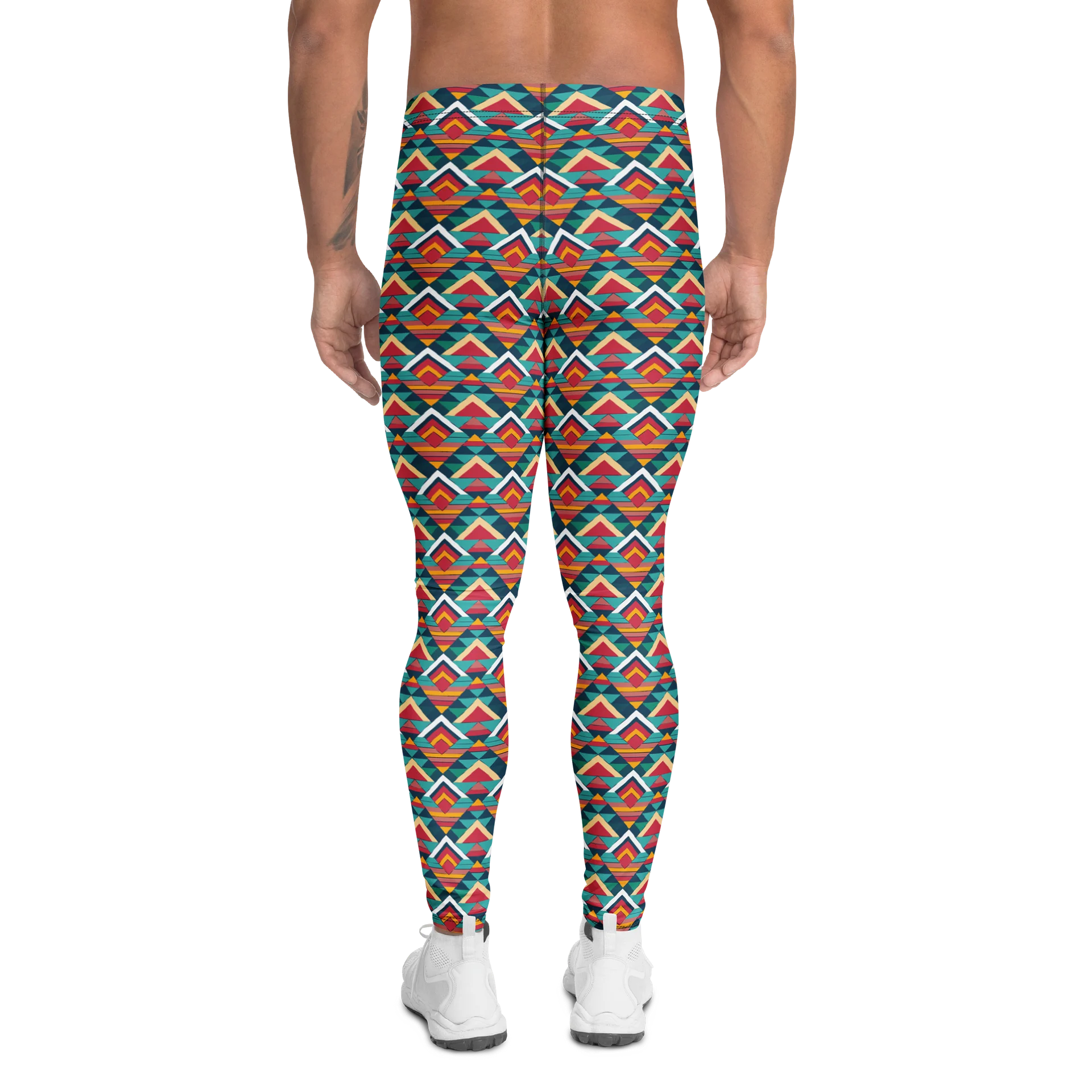 Colorful Geometric Diamond Triangle Men's Leggings product image (2)