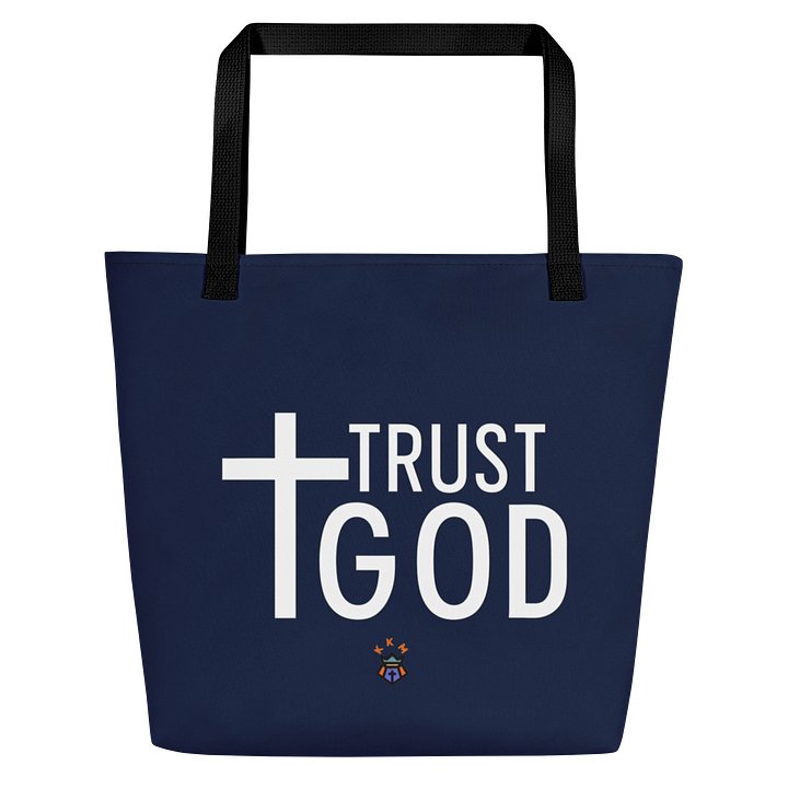 Trust God Tote Bag with Pocket - Blue product image (1)