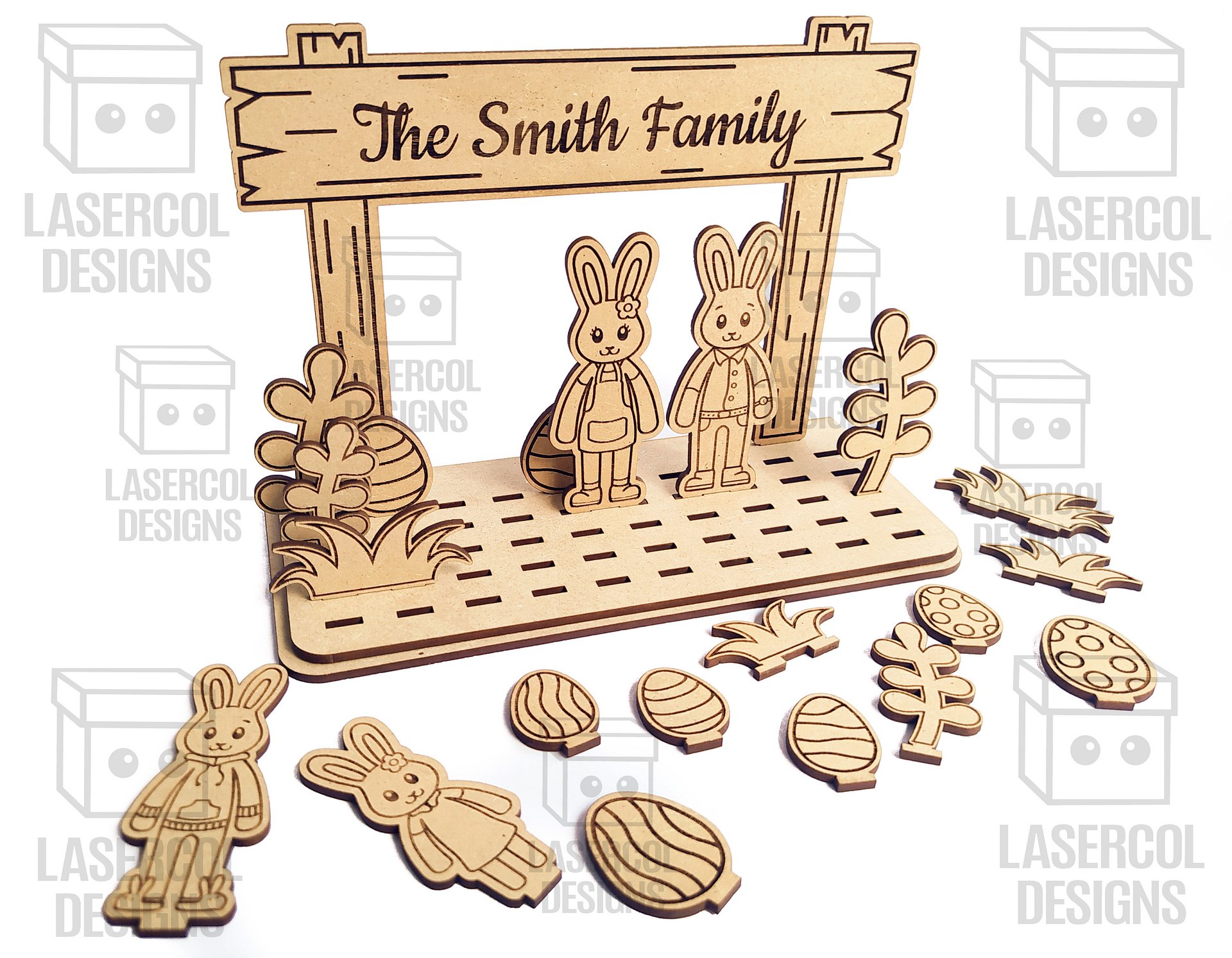 Easter Bunny Family Diorama (15 Different Bunnies) - Laser Cut Files product image (9)