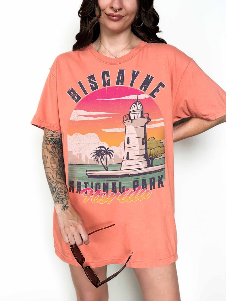 Biscayne National Park Florida Shirt – Vintage Lighthouse Sunset Coastal Retro Travel Tee product image (2)