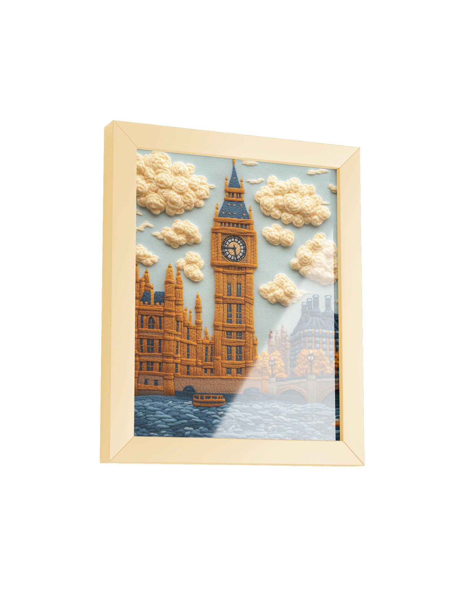 London by the Thames | Embroidery-Style Wall Art — Framed Print product image (2)