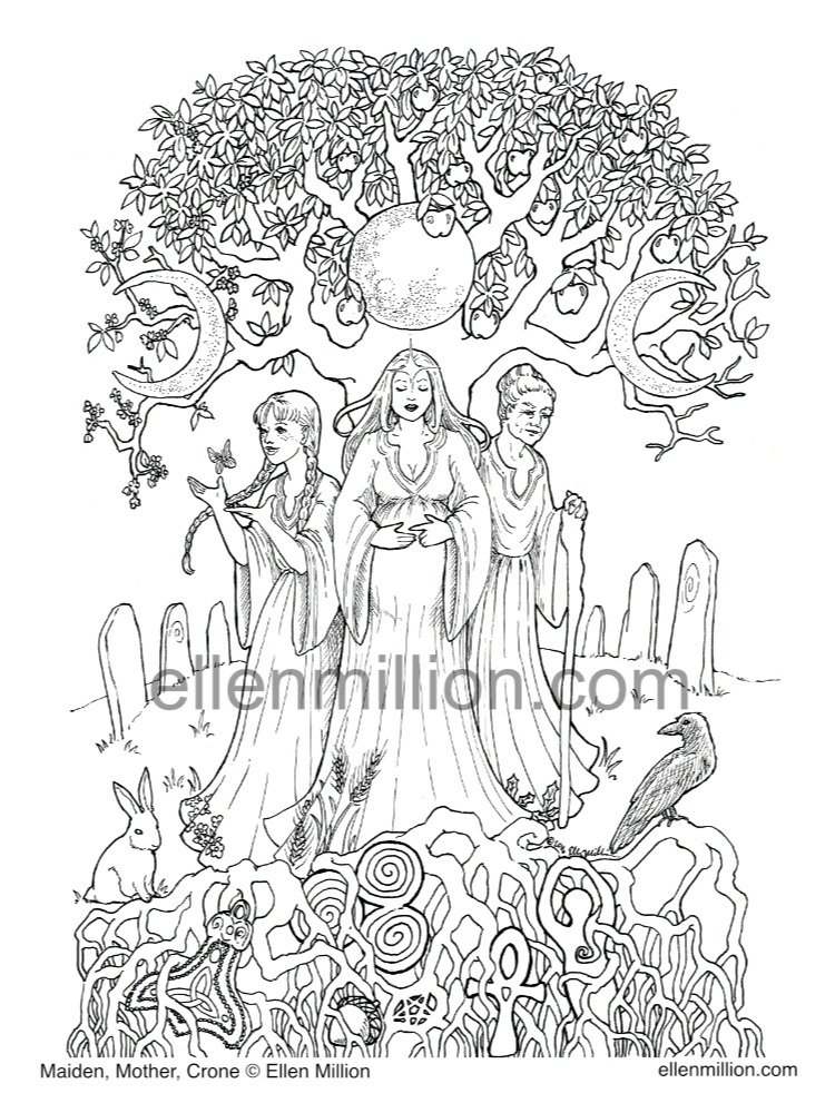Maiden, Mother, Crone - Digital Coloring Page product image (1)