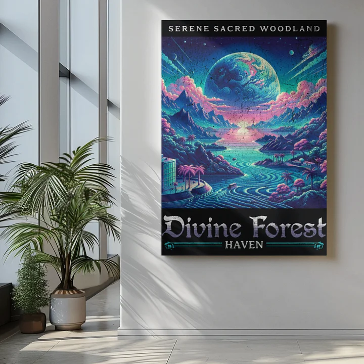 Divine Forest Wall Art | Printable Nature Landscape | Green Forest Poster | Digital Download | Modern Home Decor product image (1)