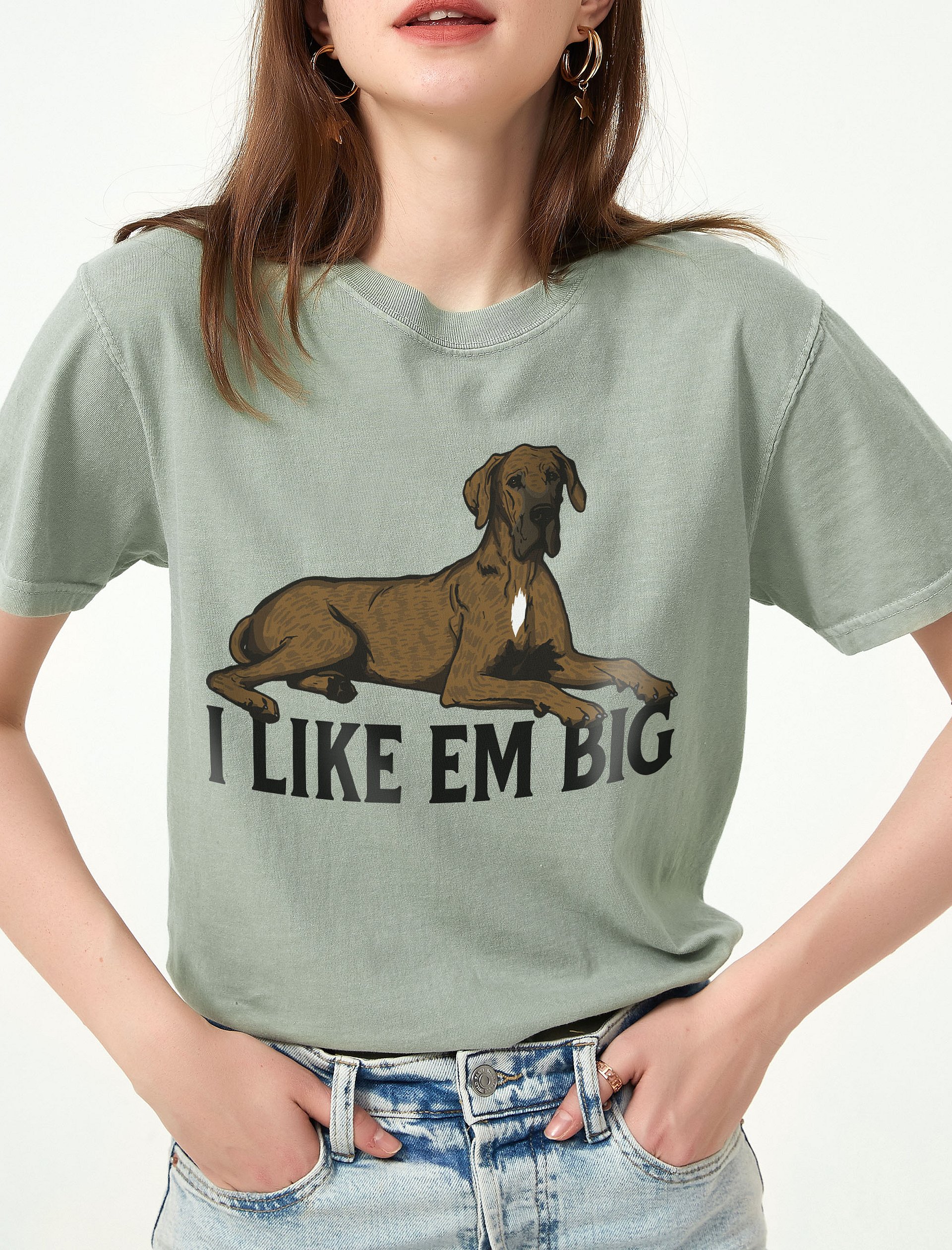 I Like Em Big T-Shirt of a Great Dane (Brindle) | Funny T-Shirt for Great Dane Paw-rents product image (2)