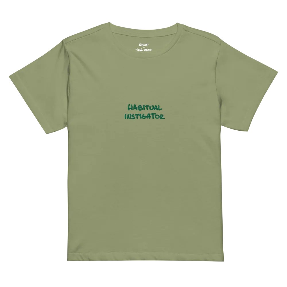 HABITUAL INSTIGATOR (monochrome green) embroidered waist length t-shirt product image (5)