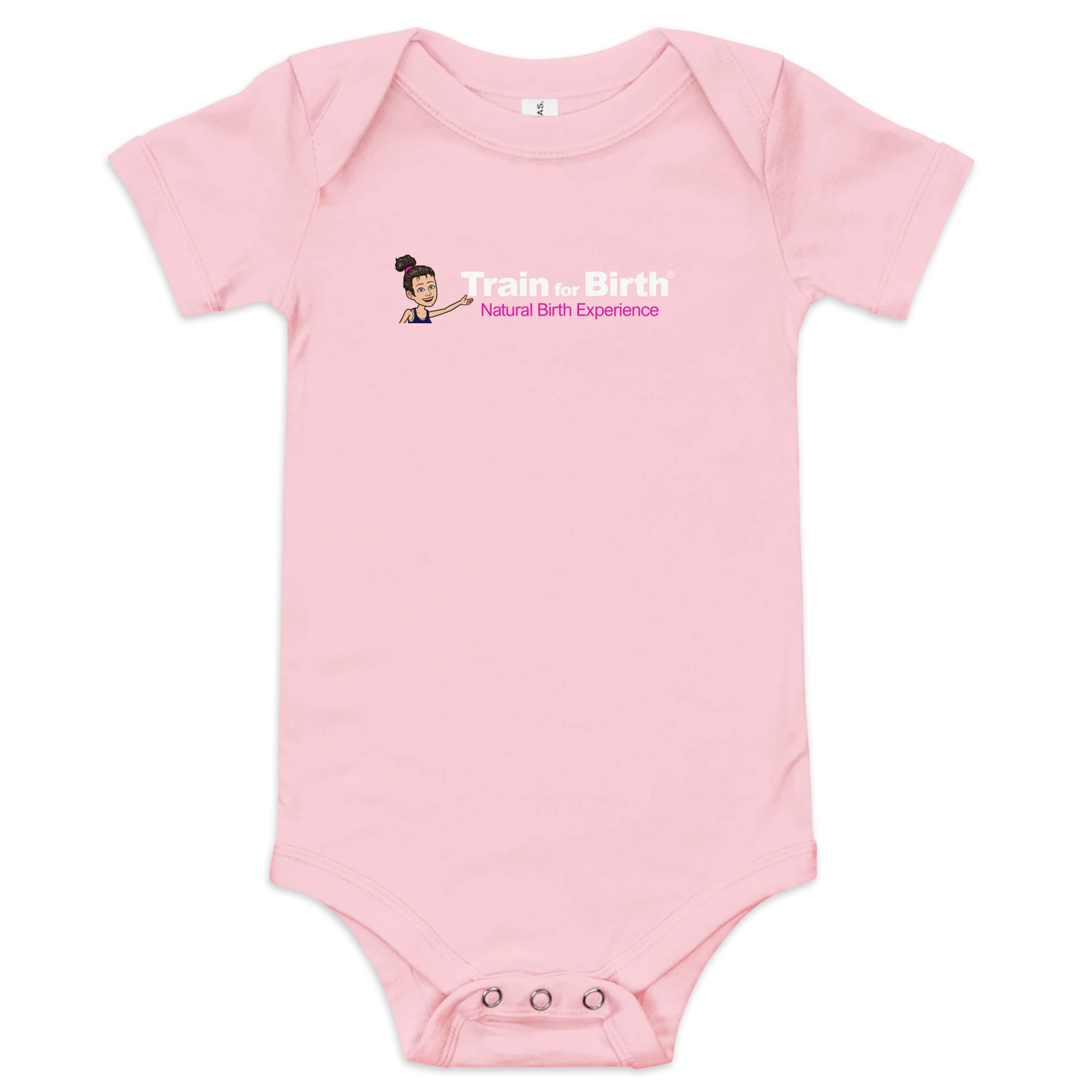 Train for Birth® Bella+Canvas Short Sleeve Pink Baby Onesie product image (1)