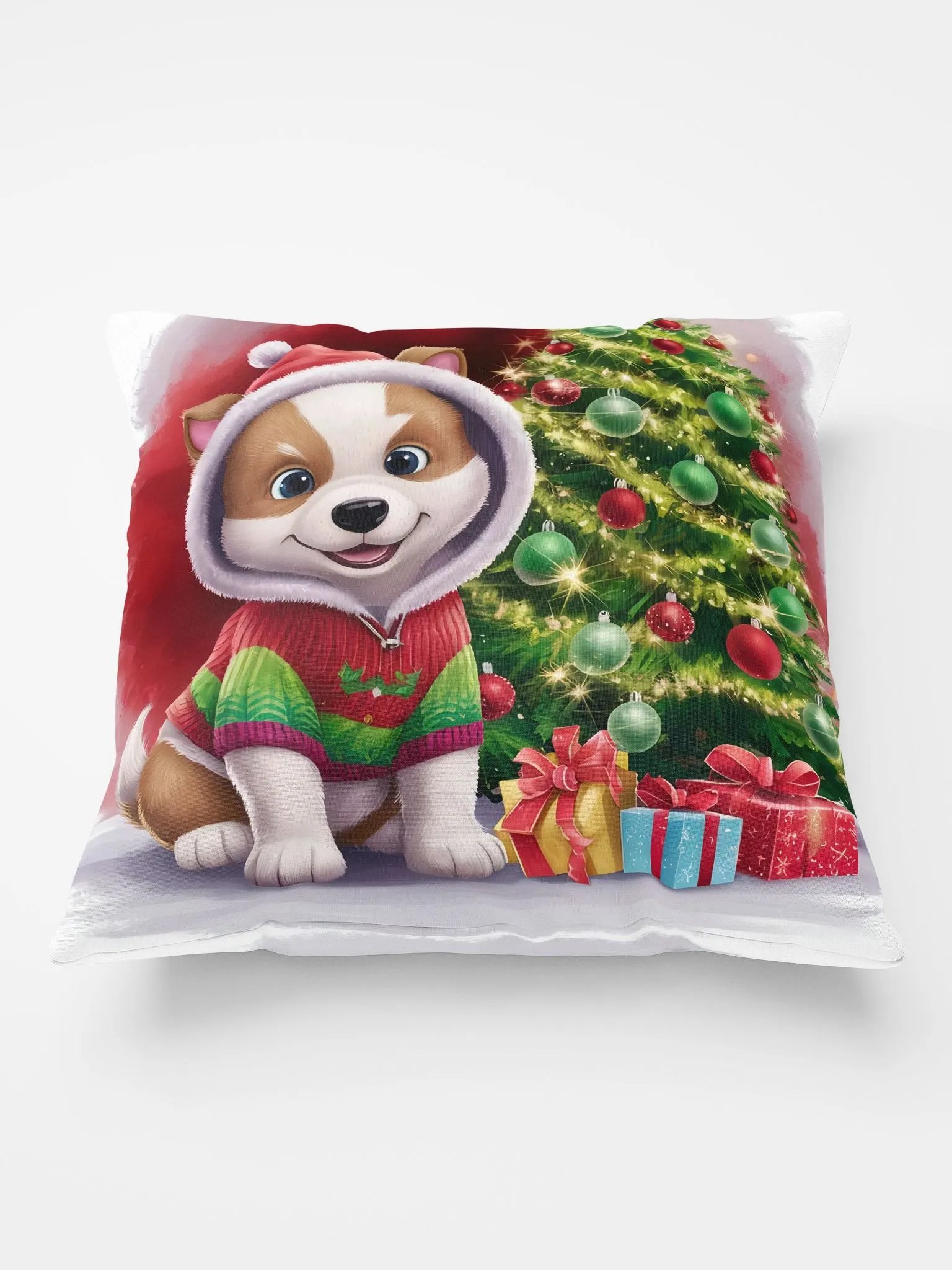 Festive Puppy Christmas Pillow product image (1)