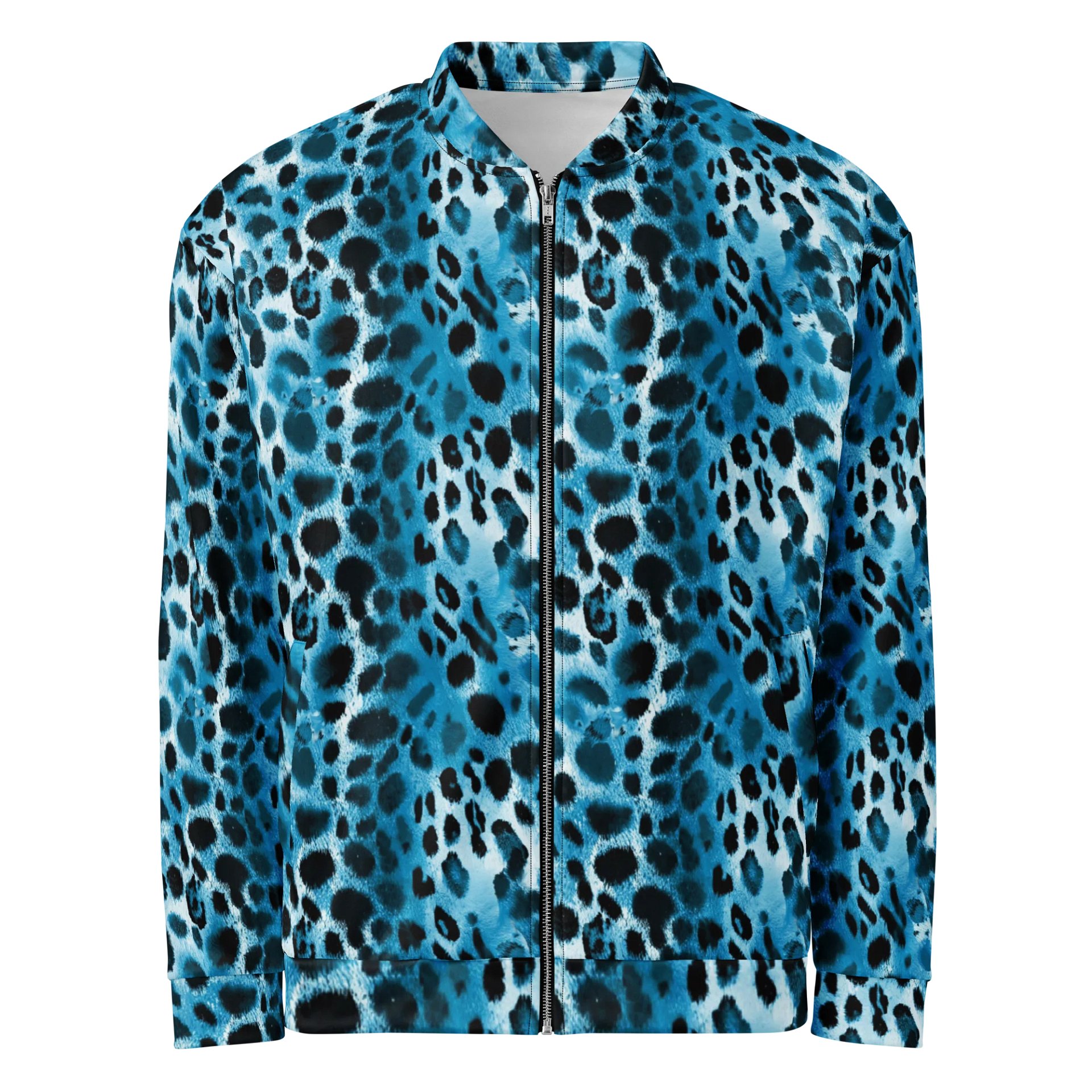 Blue Leopard Bomber Jacket product image (1)