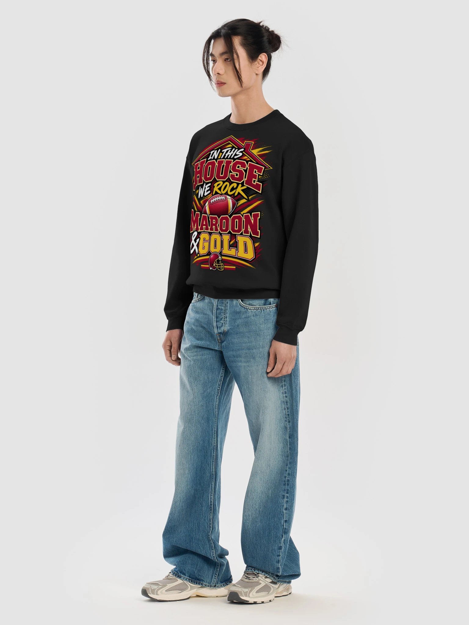 In This House We Rock Maroon & Gold Crewneck Sweatshirt product image (25)