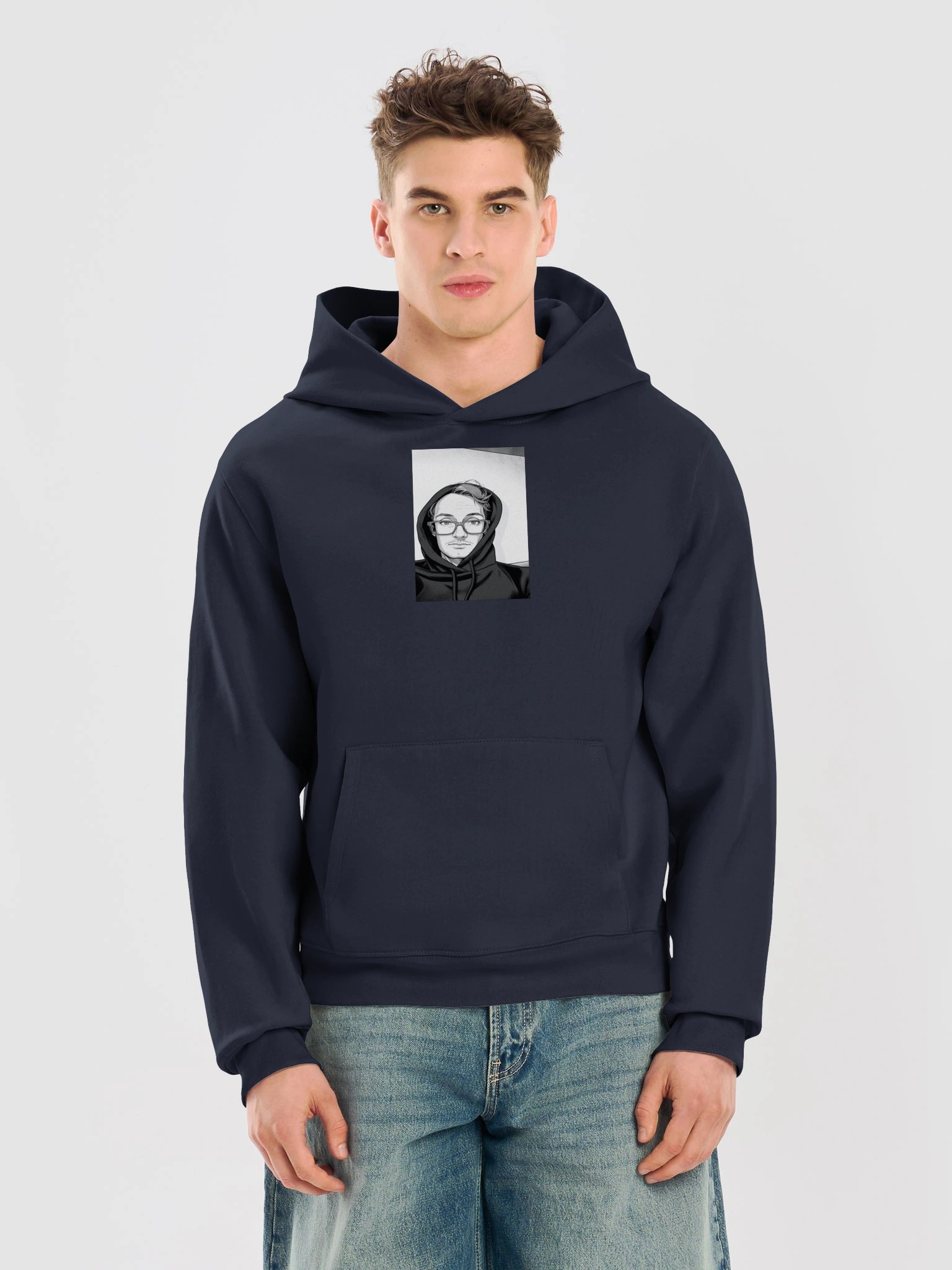 itssCSChris Black and White Cartoon Selfie Oversized Hoodie product image (33)