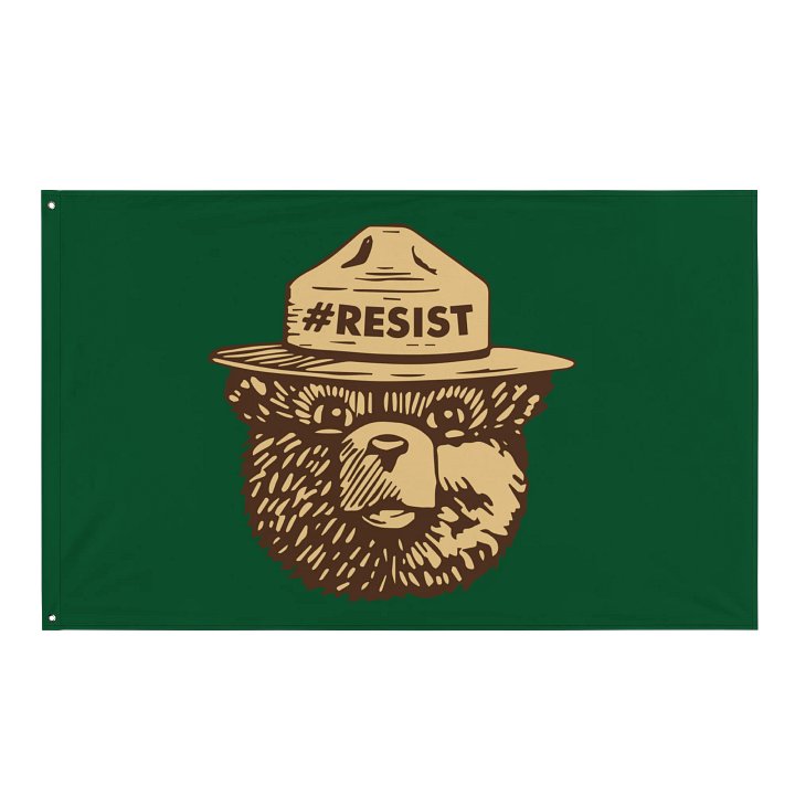 Smokey RESIST BEAR Forest Service Flag! Alt National Parks Resistance Gear product image (1)