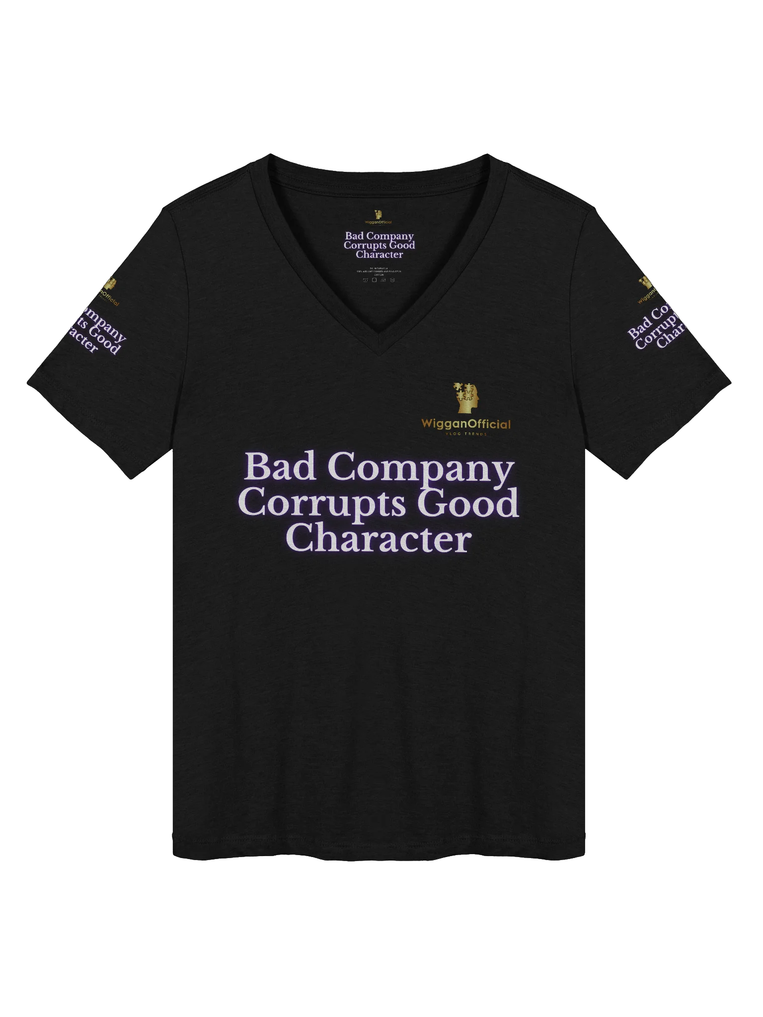 WigganOfficial “Bad Company Corrupts Good Character” Women's Relaxed V-Neck T-Shirt. product image (1)