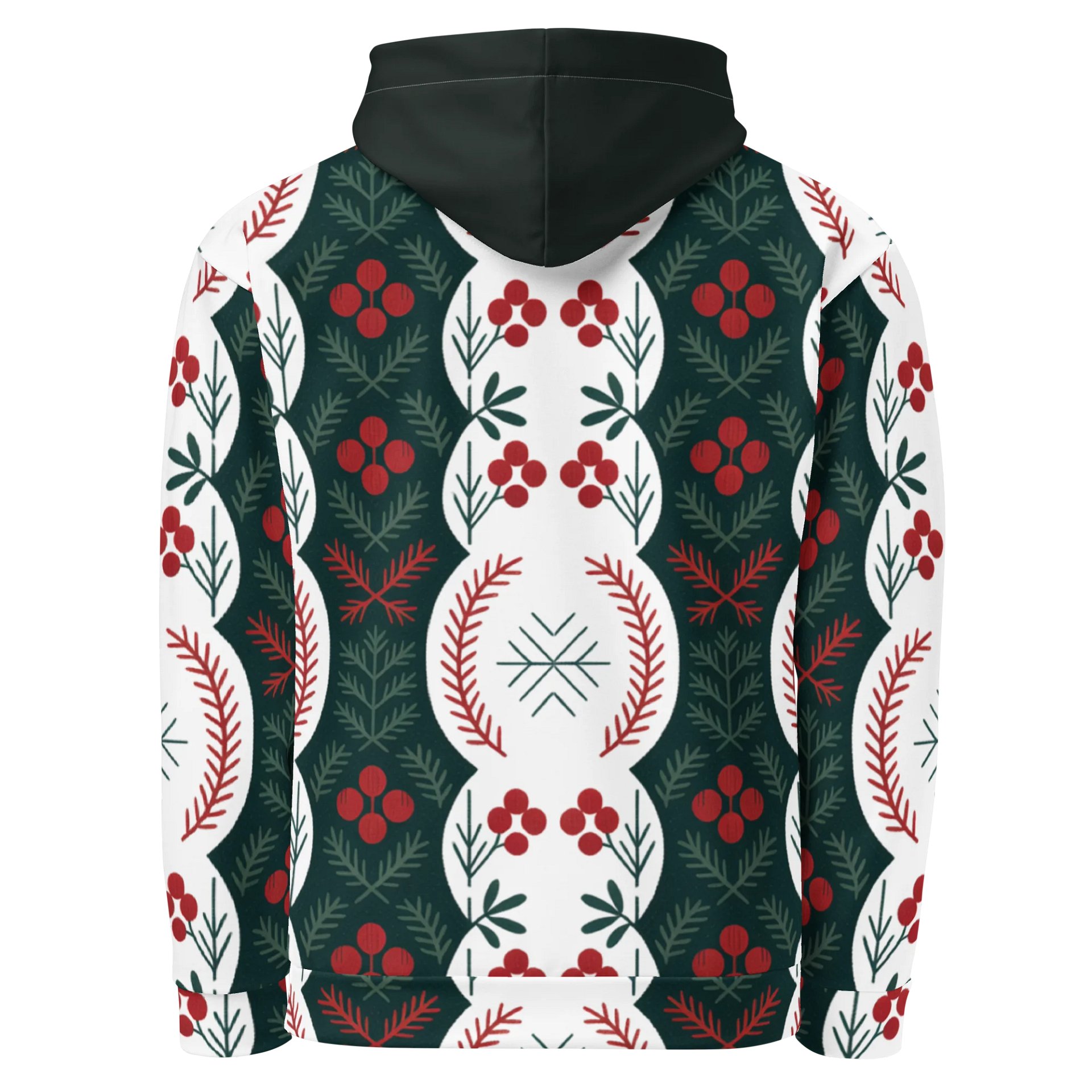 Festive Folk Art Hoodie – Holly & Pine Edition white product image (6)
