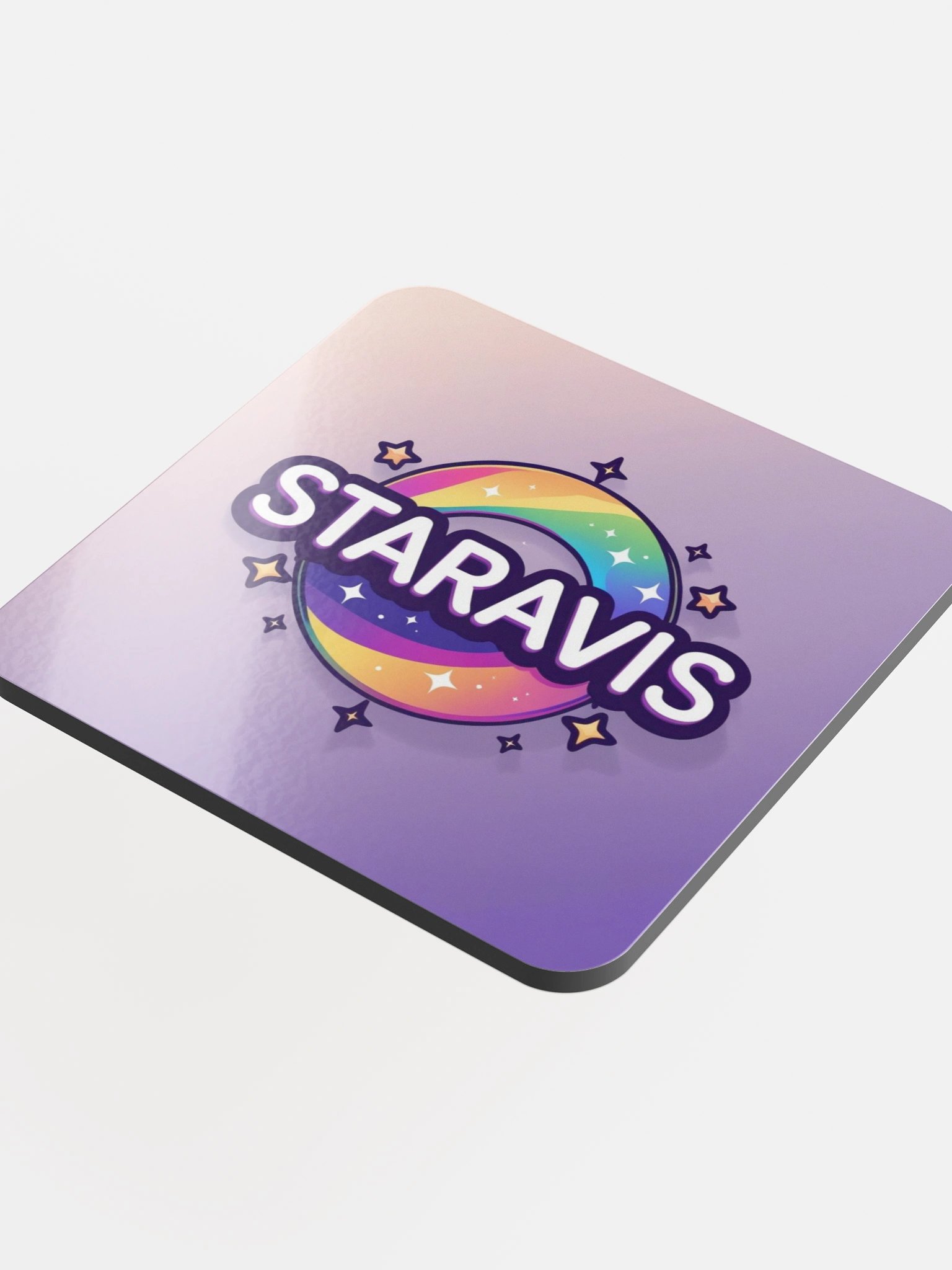 Rainbow Star Glossed Cork Coaster product image (4)
