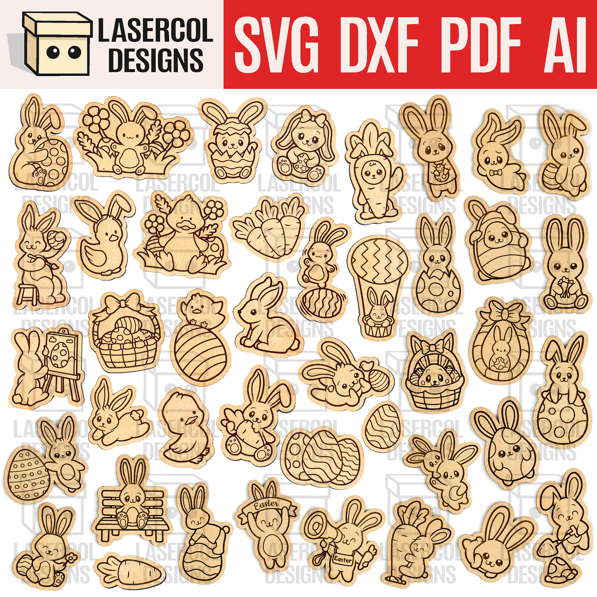 Easter Cutouts/Paint Kit Bundle (Set 1-2-3-4) - Laser Cut Files product image (1)