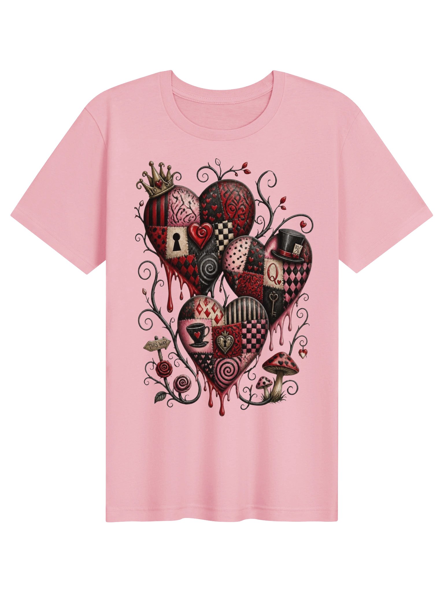 Wonderland Queen of Hearts Shirt, Whimsigoth Alice Tee, Mad Tea Party Graphic product image (2)