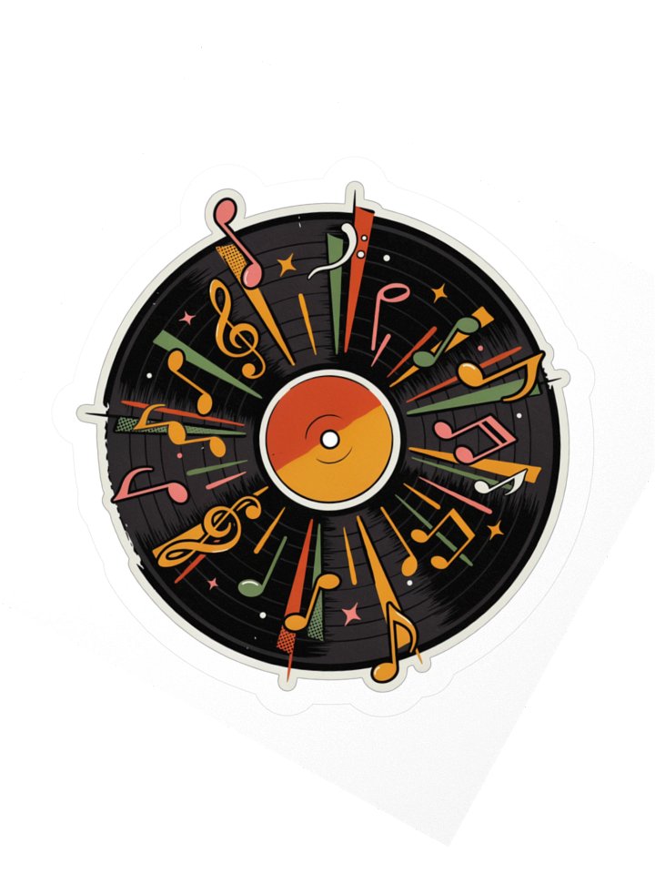 Retro Vinyl Music Notes Kiss Cut Sticker product image (4)