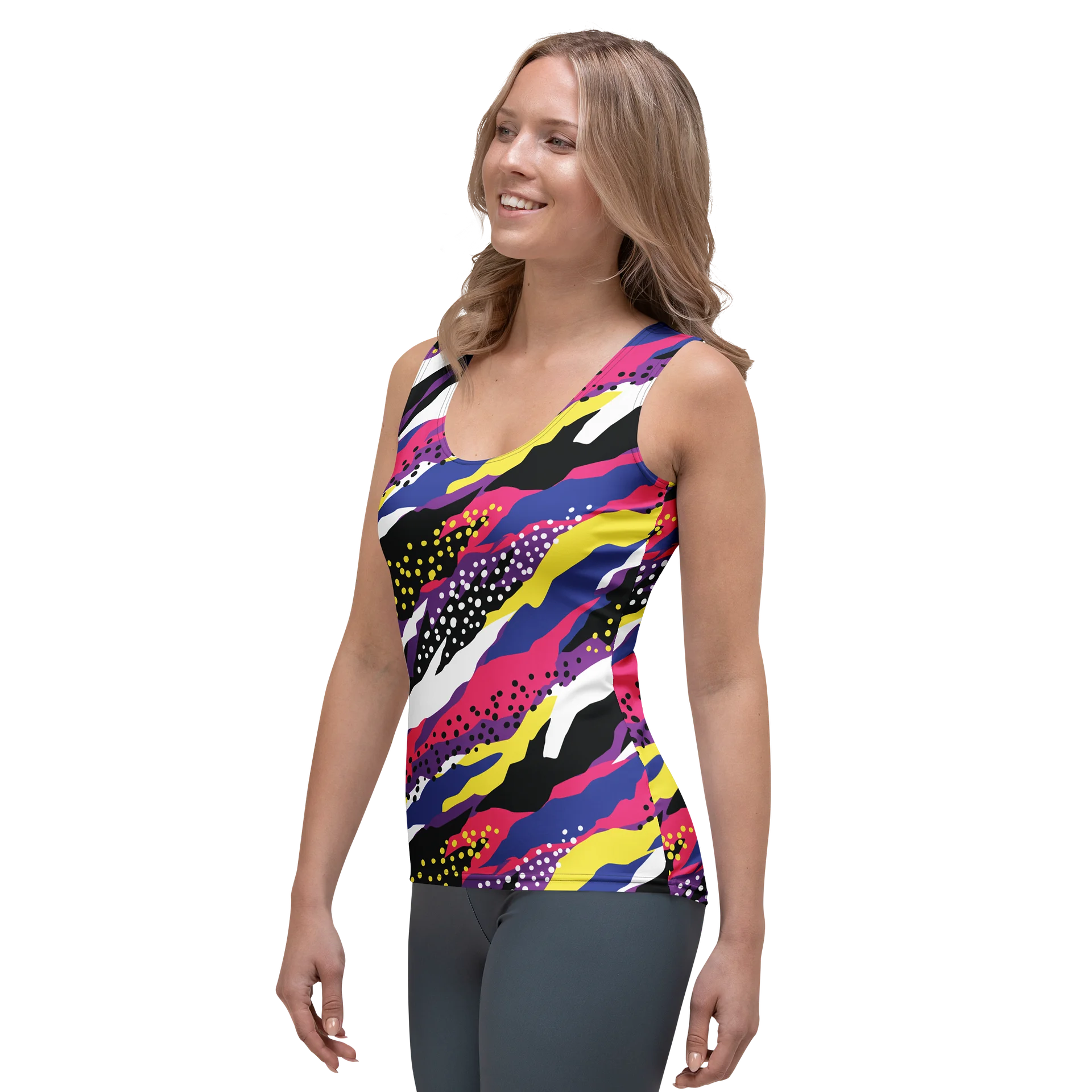 Retro 90s Cyber-Pop Waves | Vibrant All-Over Print Women's Tank Top product image (3)