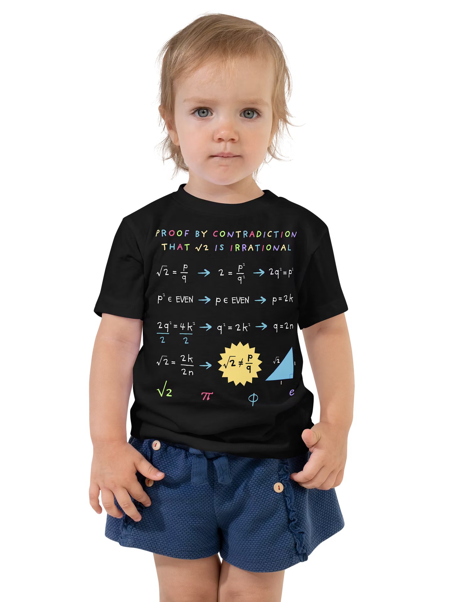 Proof by Contradiction: Square Root of 2 is Irrational - Math Toddler T-Shirt in Black product image (1)