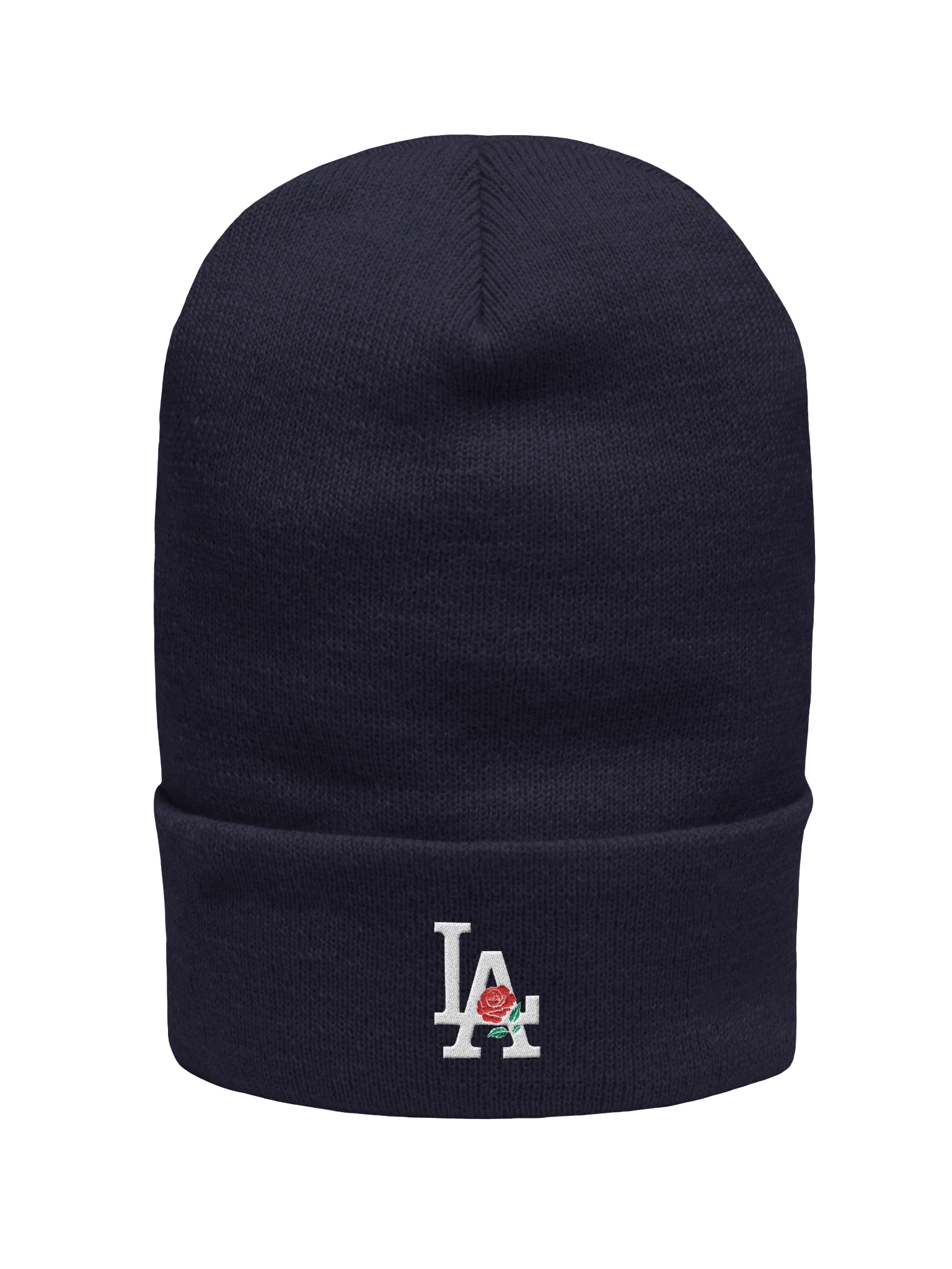 "LA" Red Rose Embroidered Cuffed Beanie product image (1)