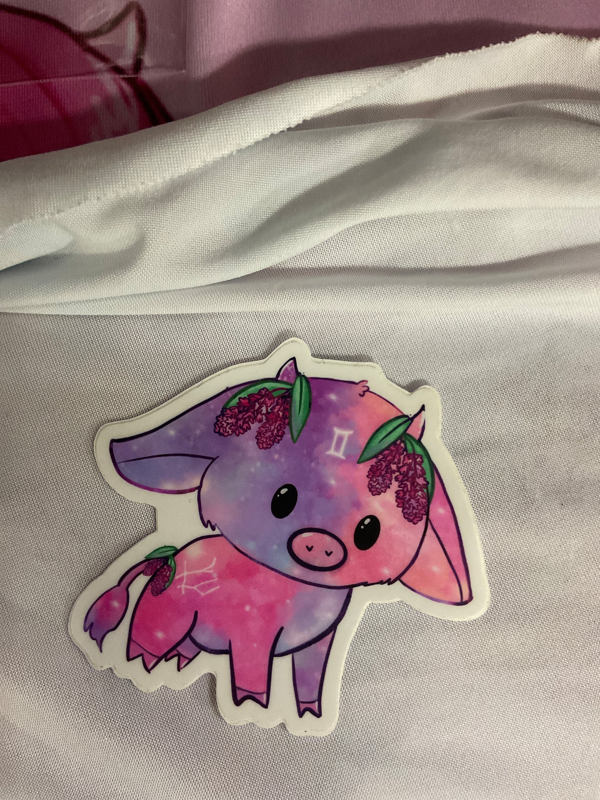 Gemini pink cow sticker product image (2)