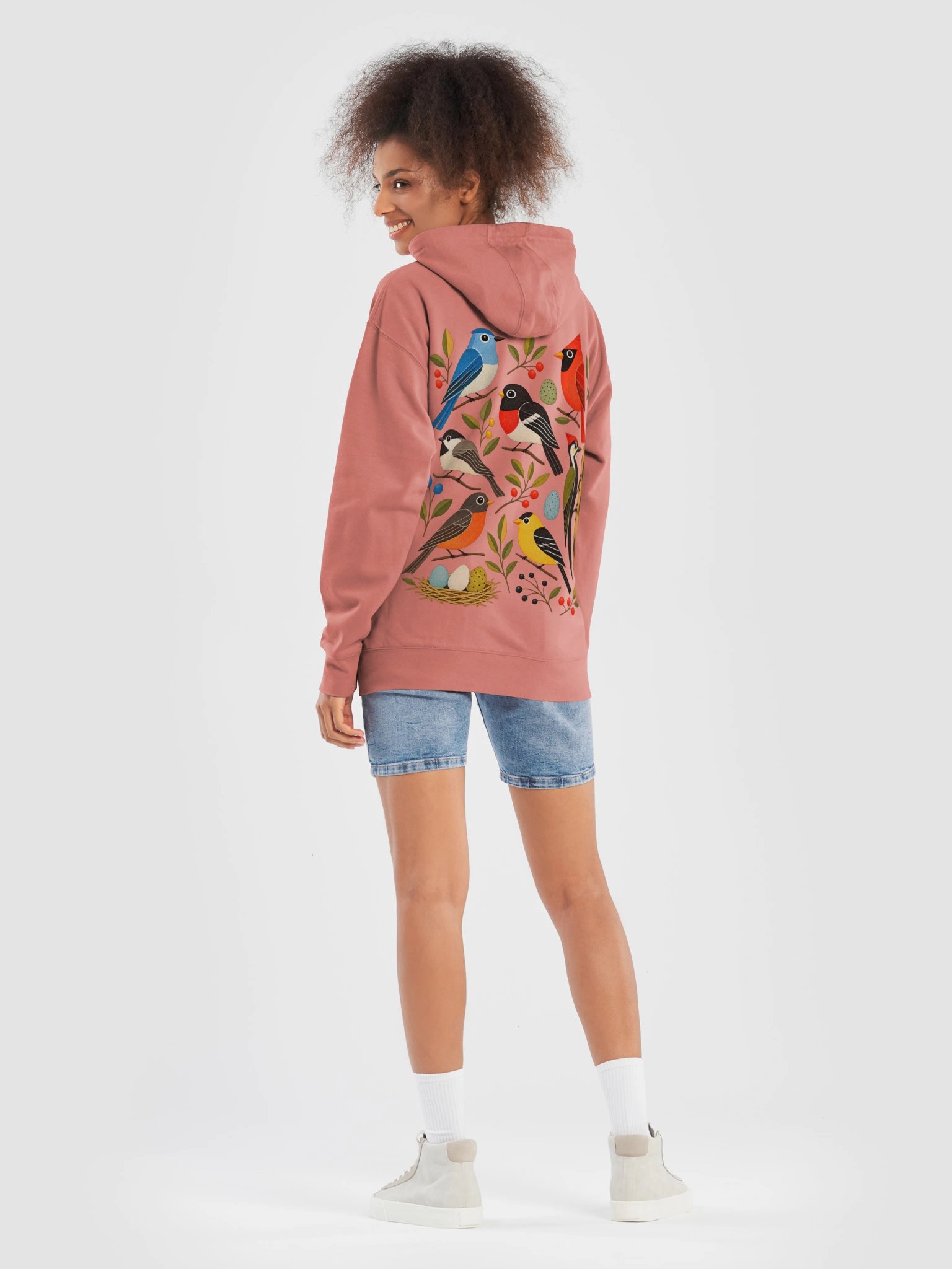 Vintage Folk Art Songbirds Hoodie | Mid-Century Nature product image (2)