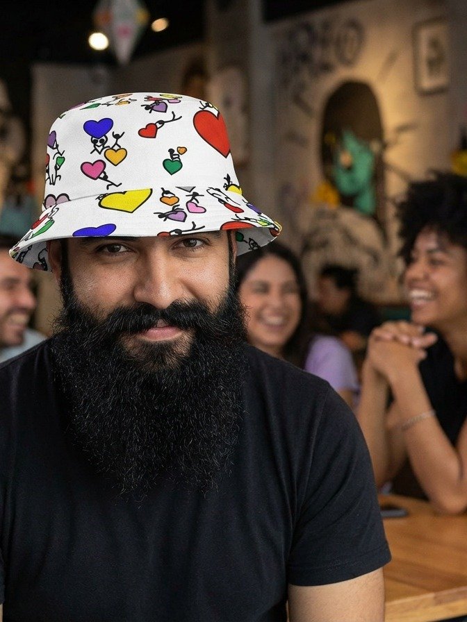 Stickman Art Bucket Hat // Designer Heart Streetwear Gift product image (2)