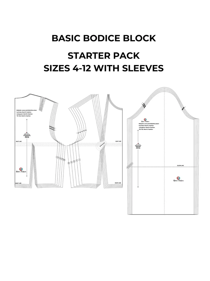 Bodice Block Sewing Pattern Starter Pack PDF (UK Sizes 4-12) product image (2)