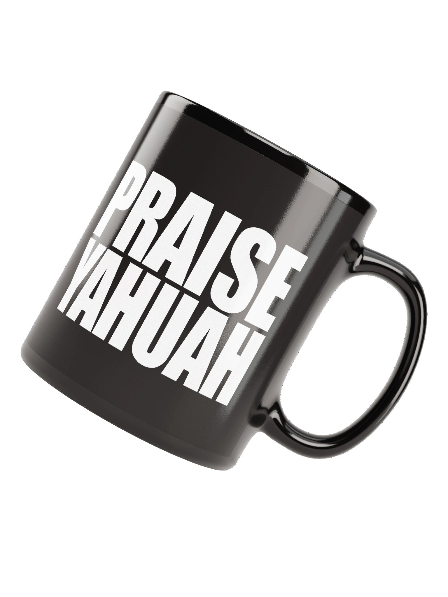 PRAISE YAHUAH Black Glossy Mug product image (7)