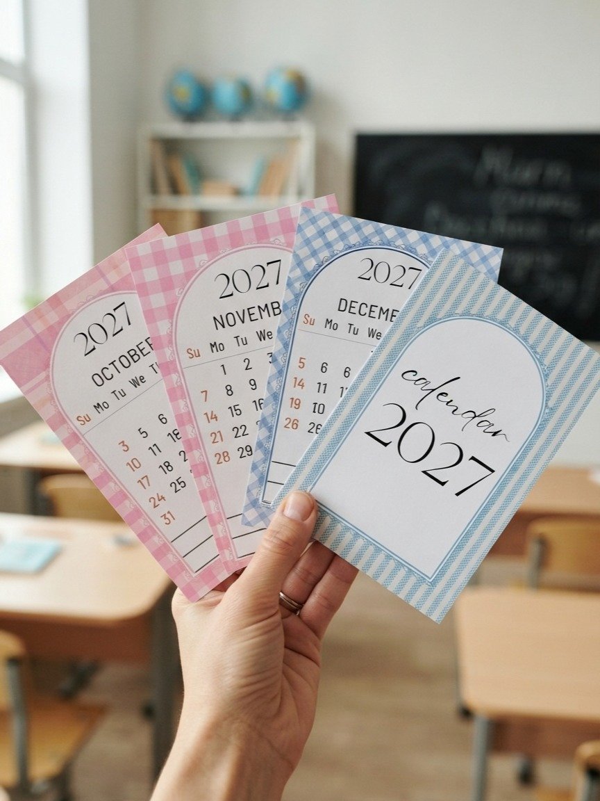 Trendy 2027 Mini Desk Calendar Teacher's Gift Small Printable with Easel Craft product image (1)
