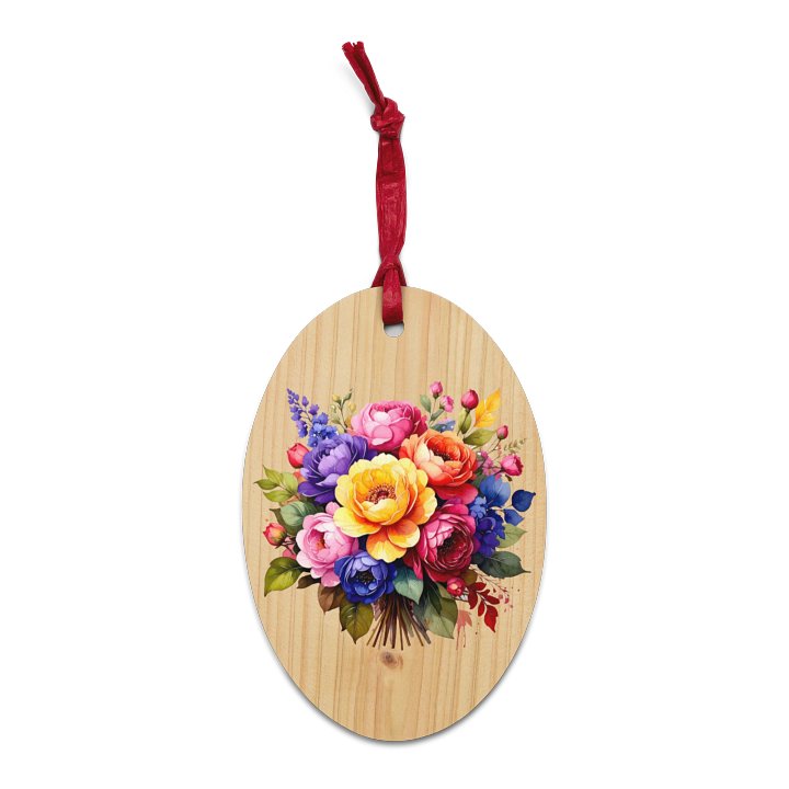 Columbia Road Market Vintage Style Wooden Hanging Tree Ornament (Floral) product image (1)