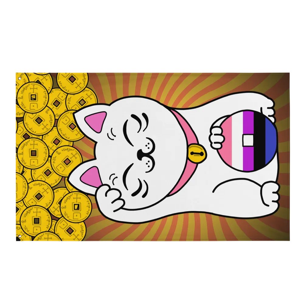 Maneki neko genderfluid pride flag product image (1)