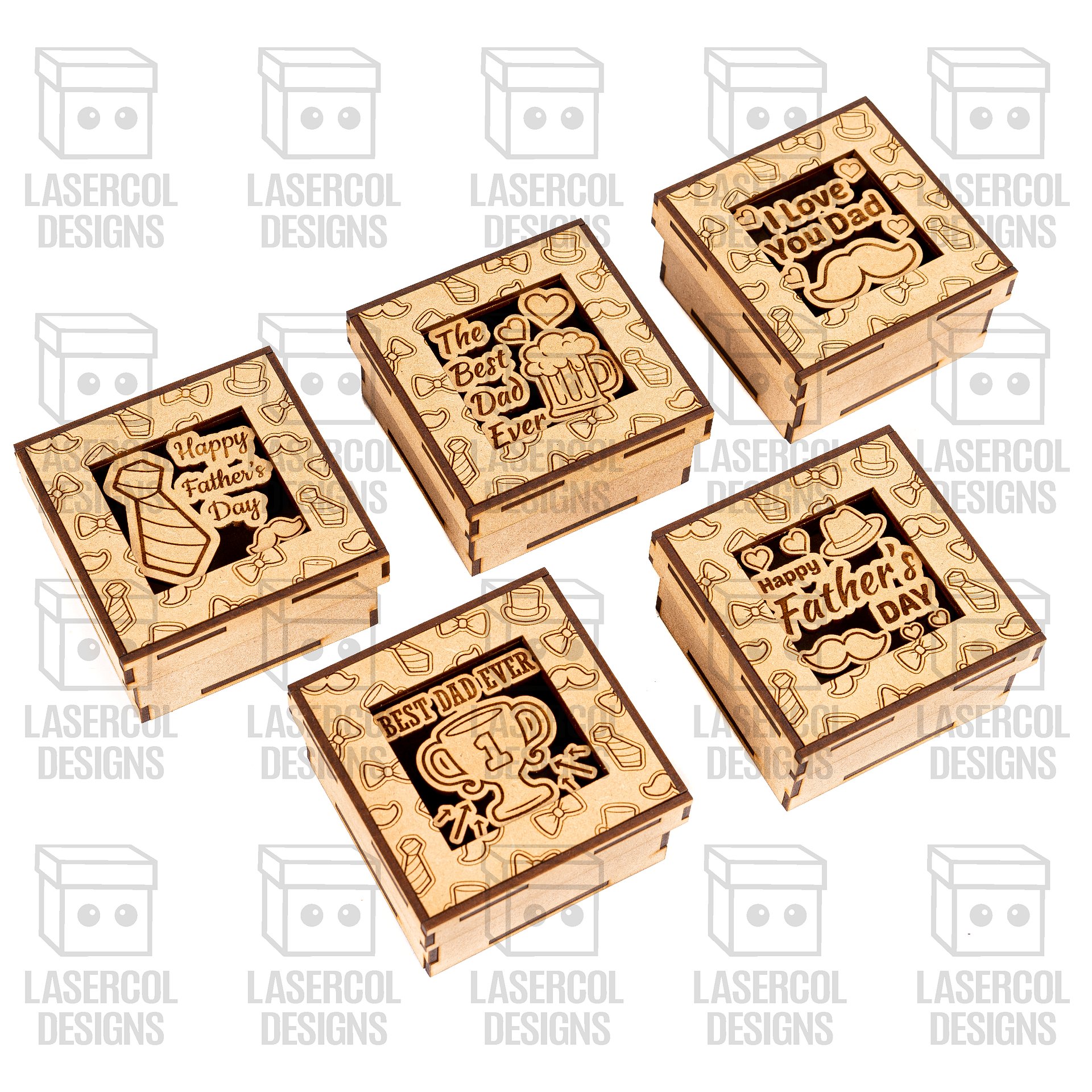 Father's Day Gift Boxes Set 1 (3 Sizes, 5 Styles) - Laser Cut Files product image (5)