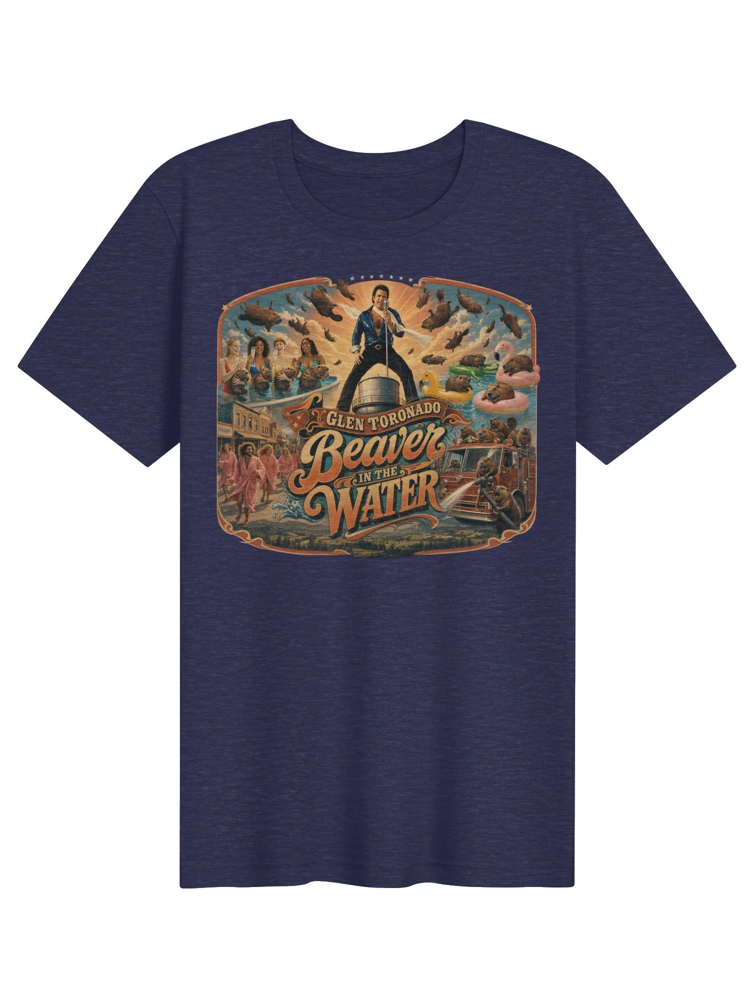 Glen Toronado - Beaver in the Water Vintage Navy T-Shirt product image (1)