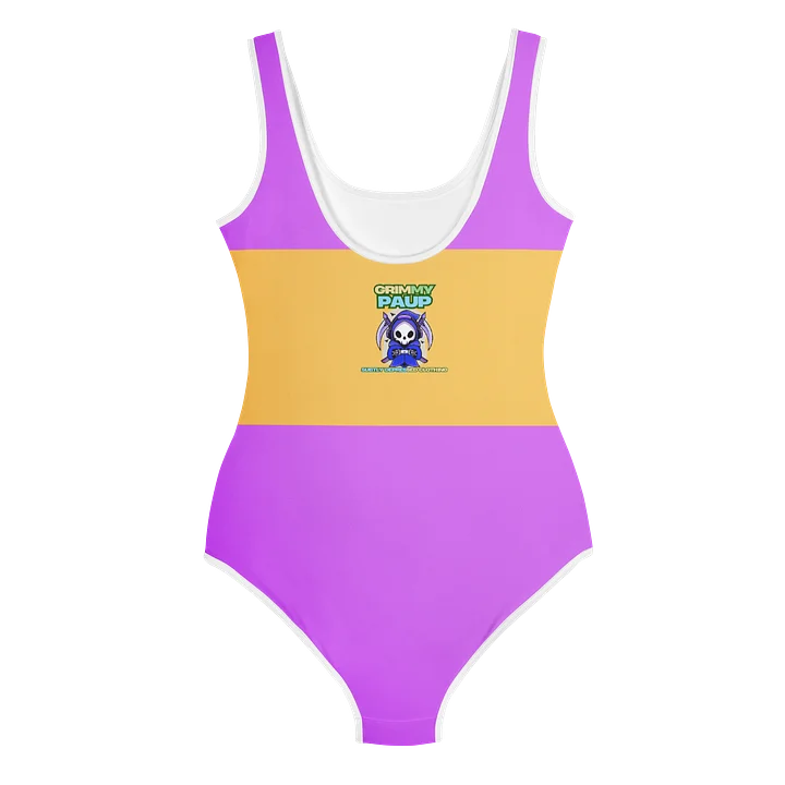 Youth One Piece Bathing Suit "Cheerless Grape and Apathetic Lemon [GRIMMY PAUP]" product image (2)