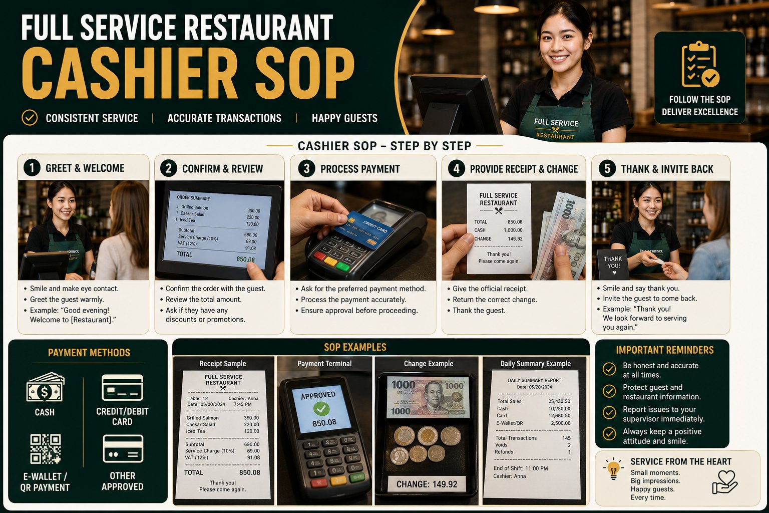 Full Service Restaurant CASHIER SOP product image (2)