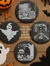 Vintage Halloween Engraved Slate Coasters, Set of 4, Round or Square product image (2)