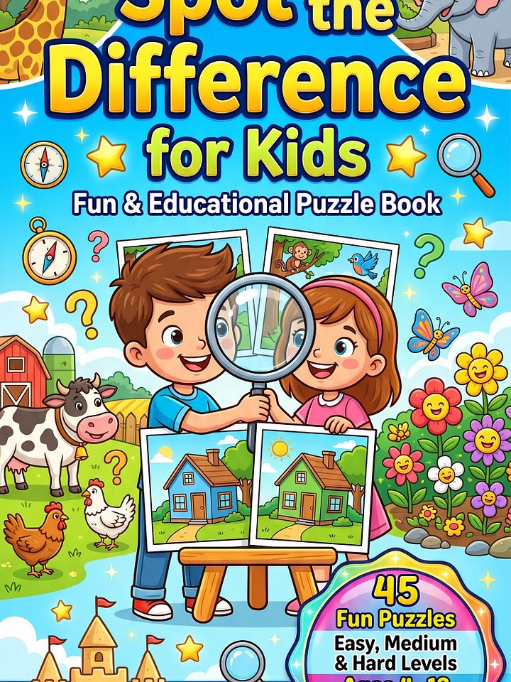 Spot the Difference Book for Kids – 15 Fun Puzzle Pages | Printable PDF product image (1)