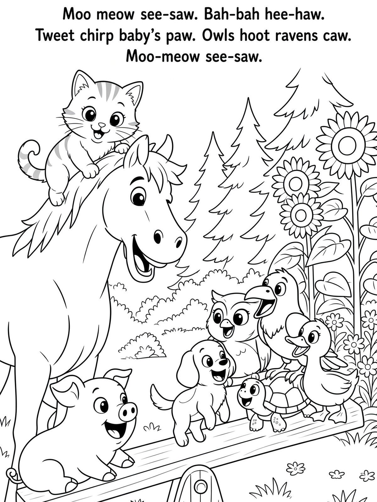 Sing A Rhyme Time 30 Page Farm Animal Cartoon Nursery Rhyme Coloring Page Bundle with Song Lyrics Printed on Each Page | Variety Pack for All Ages | Instant Digital Download | Printable PDF Format product image (8)