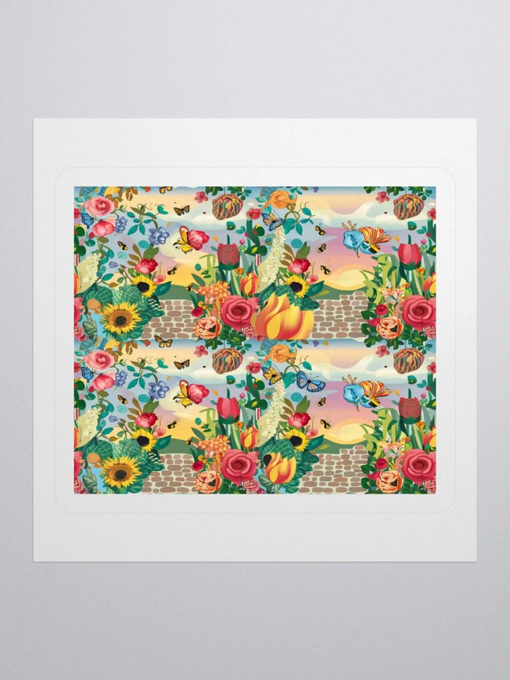 Whimsical Garden Sticker with Butterflies and Birds - Kiss Cut Vinyl product image (1)