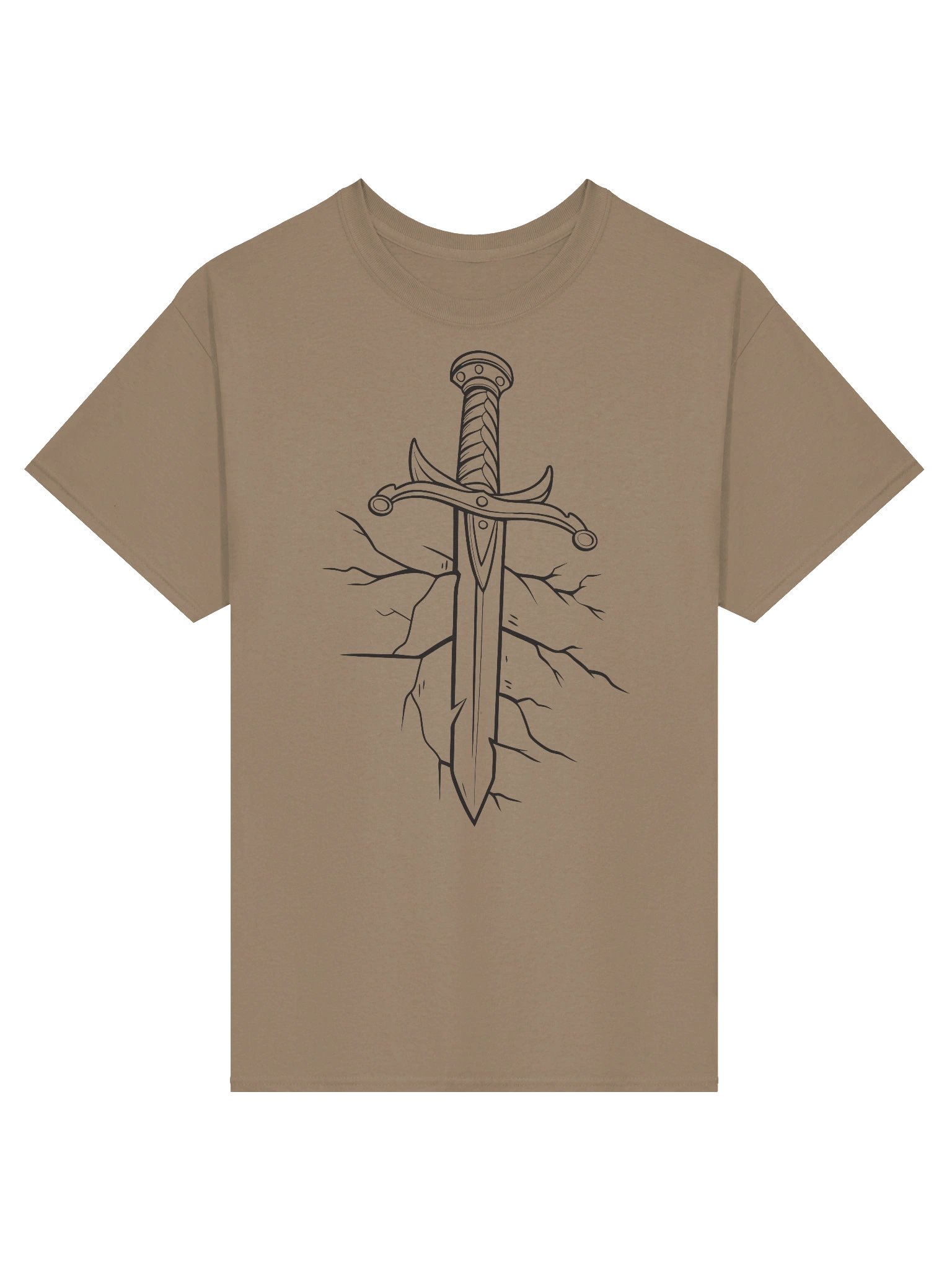 Shattered Ground Sword — Line Art Warrior T-Shirt product image (1)