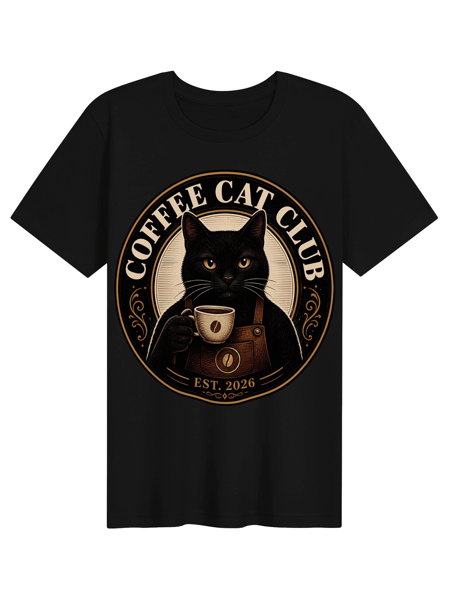 Coffee Cat Club Vintage Black Cat Coffee Logo T-Shirt product image (2)