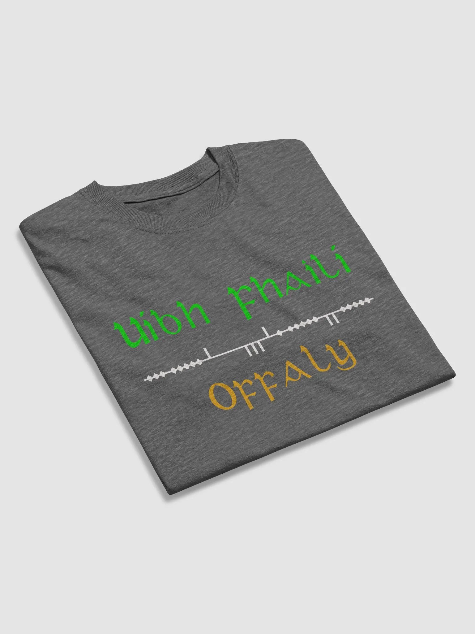 Offaly/Uíbh Fhailí Scholastic style Ogham printed T-shirt product image (52)