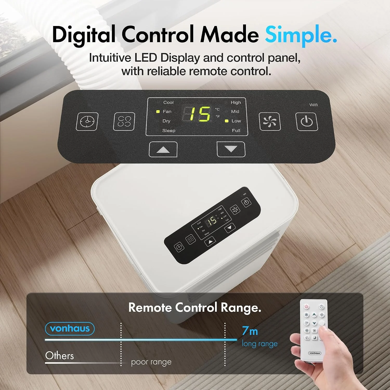 12000 BTU Portable Air Conditioner with WiFi, Dehumidifier, Sleep Mode & Remote Control product image (5)