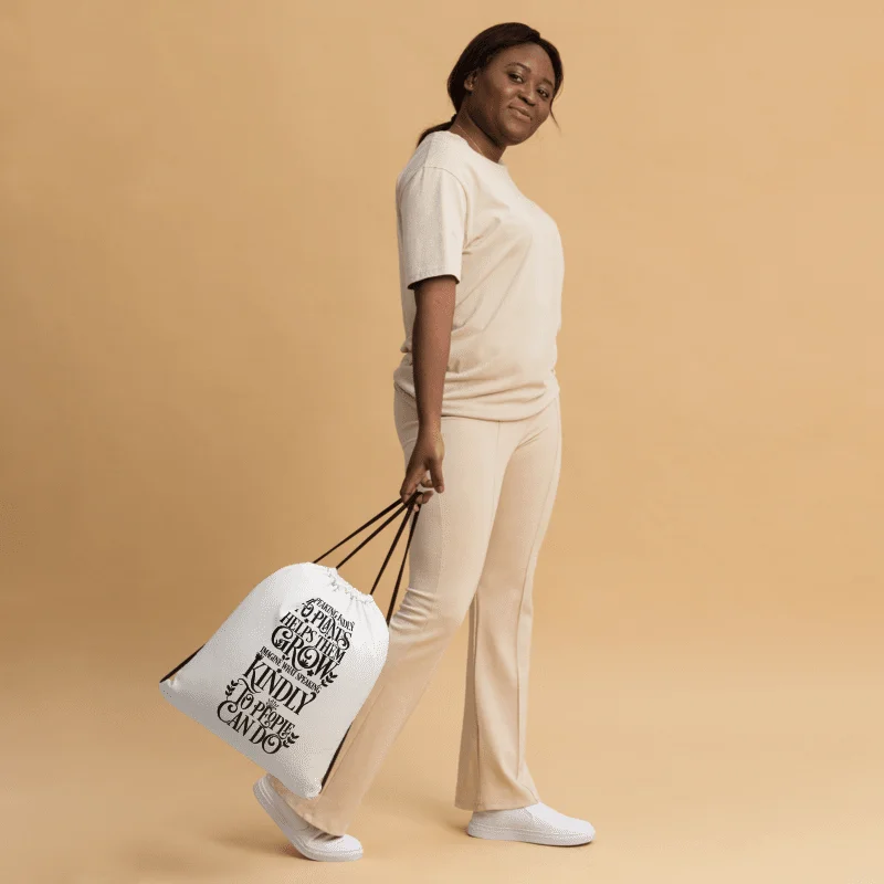 Kindness Blooms White Drawstring Bag product image (2)