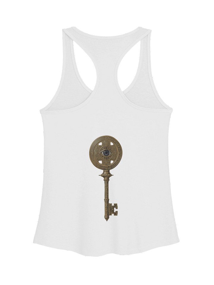 The Gatekeeper’s Key – White Reverse Clarity Edition (Back Print Only) | Women’s Racerback Tank product image (2)