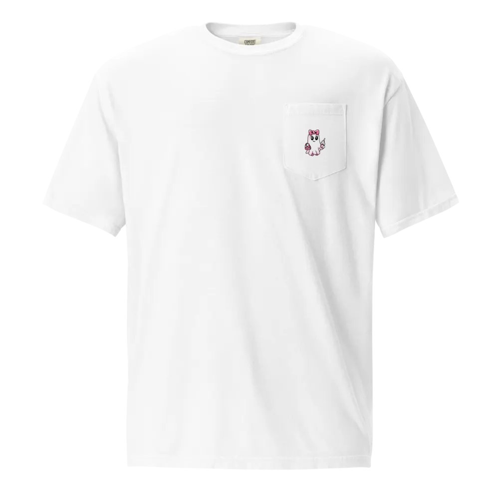 Cute Ghost Cotton Pocket T-Shirt product image (4)